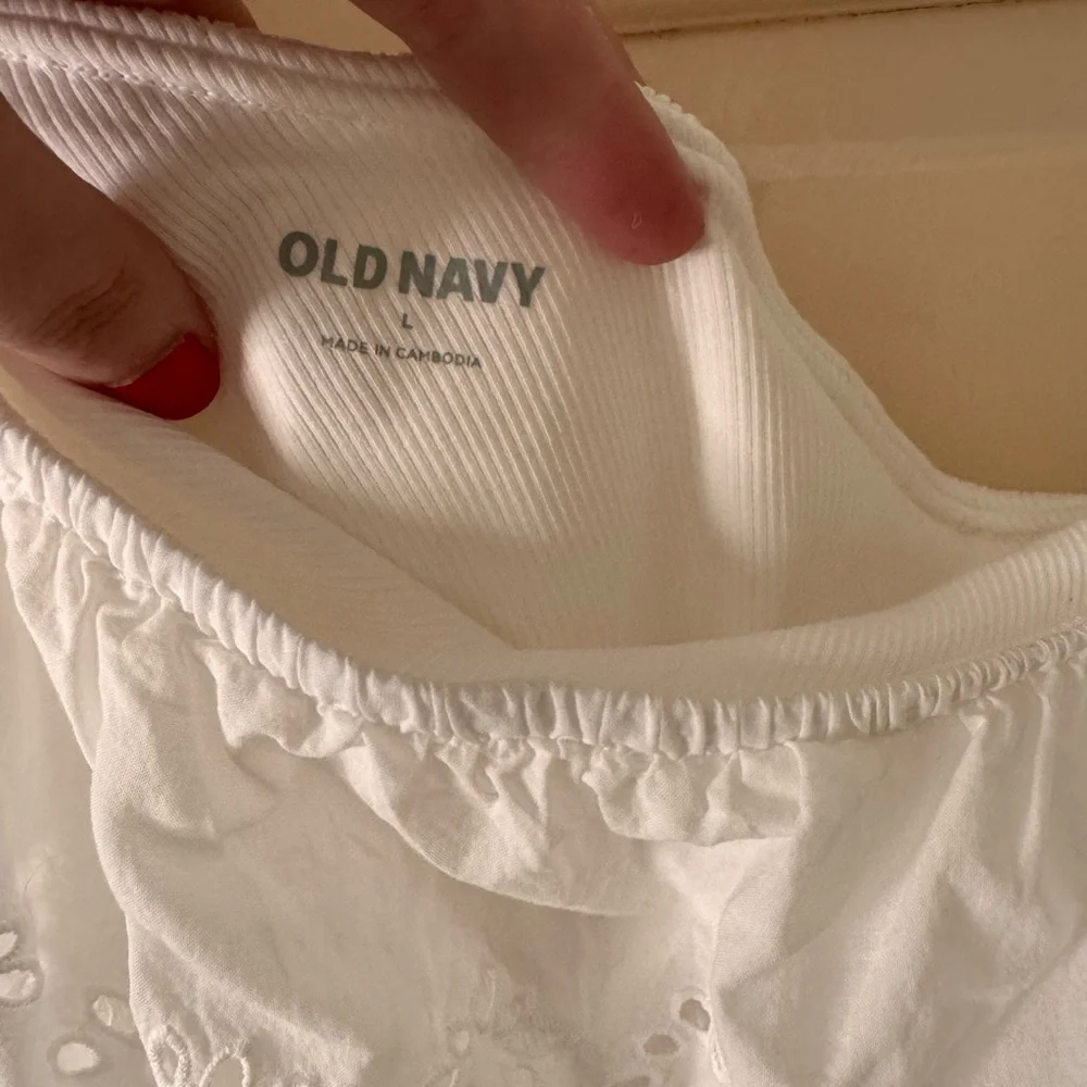 Old Navy One-Shoulder Eyelet Ruffle Top – Size Large - Picture 3 of 3
